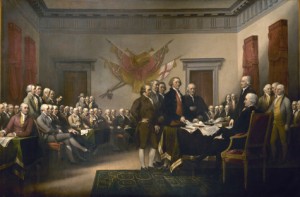 The first Independence Day - signing of the Declaration, by John Trumbull