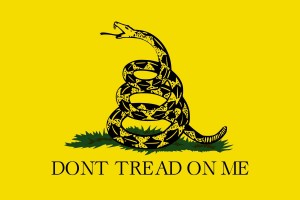 The Gadsden flag: symbol of the Tea Party.