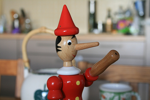 Pinocchio, whose nose gets longer when he lies. A perfect metaphor for the left.