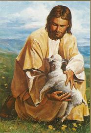 Jesus Christ holding a lamb, a symbol of Himself. The New Testament is His Letter to humanity.