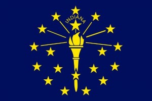 Flag of Indiana. Note the torch of liberty. The new Indiana law recalls the ideals of this flag.