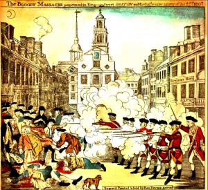 Boston Massacre: response to a protest against taxes