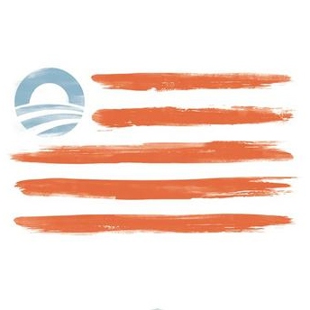 The Obama rainbow flag. Democrats now run from this flag and the man.