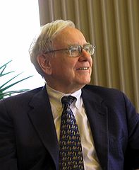 Warren Buffett speaks at the Kansas U. School of Business.