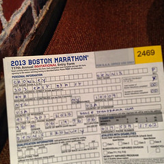 Boston Marathon entry form for 2013