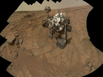 Curiosity rover takes a self-portrait in several steps.