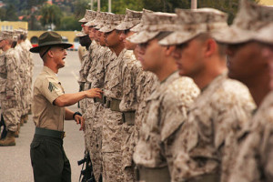Marine recruits. How many professors, or moral relativists, appreciate the role of the military? You won't find moral relativism in the ranks!