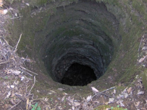 A sinkhole on a mountain trail in Tennessee.