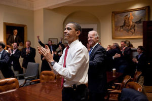 Obamacare applause moment.
