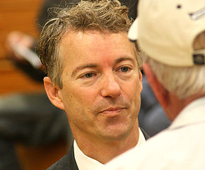 Rand Paul speaks to a concerned citizen at a town hall meeting in Louisville, Kentucky, in 2009. Photo: Gage Skidmore, CC BY-SA 3.0 Unported License