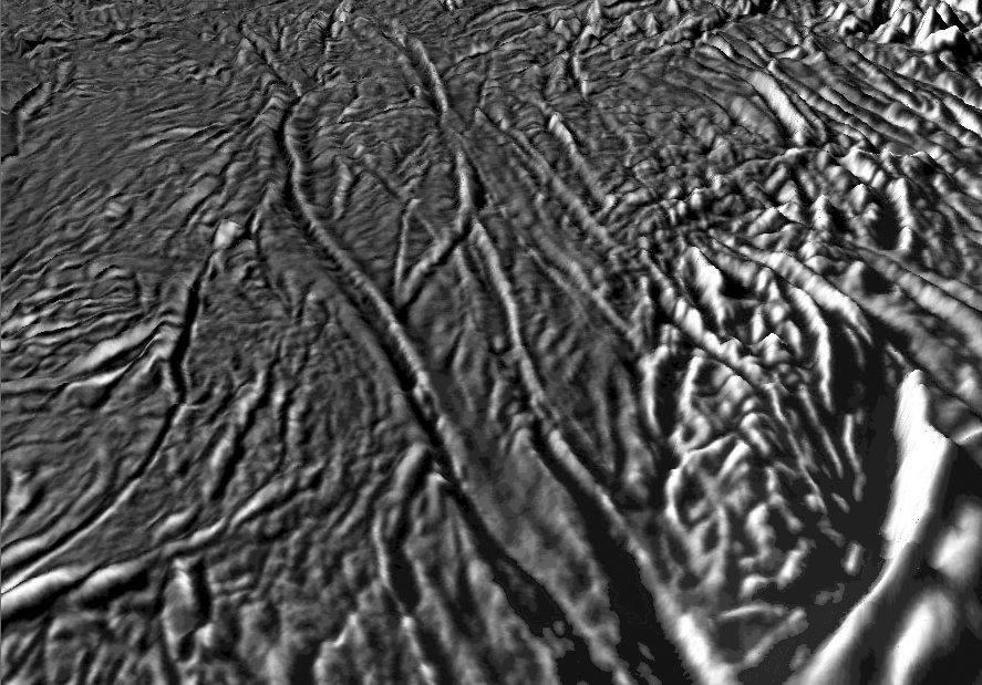Enceladus, tiger stripes, close-up