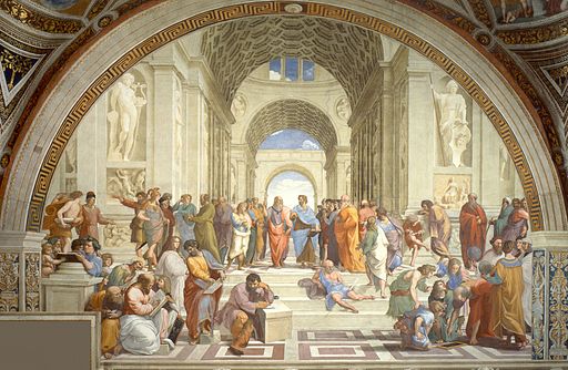 Raphael's representation of ancient Greek philosophy, where man abandoned the divine.