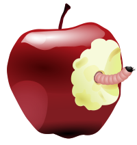 Worm in the apple. Symbol of bad education, moral relativism, and other wrong lessons. And of Muslims indoctrinating children in American schools. Juvenile delinquency is often the result of such things. Now it is a fitting symbol for CNN and its partnership for child indoctrination.