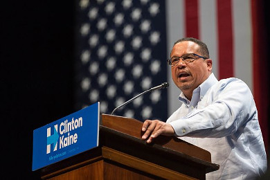 Rep. Keith Ellison campaigns for Hillary Clinton in October of 2016.