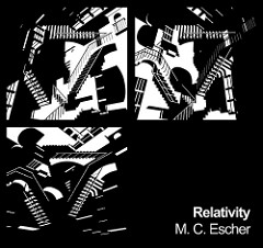This collage, the composer of which drew obvious inspiration from M. C. Escher, illustrates the perils of relativism in the abstract.