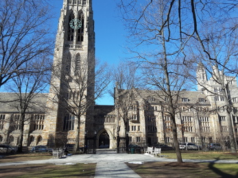 Edmund S. Harkness Memorial Clock Tower between Branford College (left) and Saybrook College (right). Student loan programs let students go to a college like this - but for what? Private colleges less well endowed than Yale face closure today.
