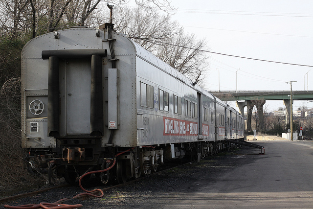 A circus train from the last years of its run.