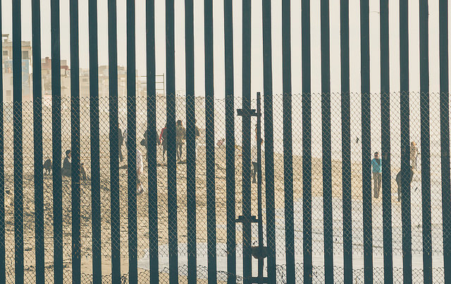 The US-Mexico border fence as of year end 2014. Donald Trump declared a national emergency to build this fence out. He has the inherent power so to act.