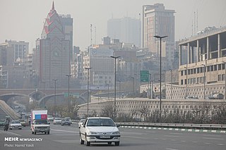 Heavy air pollution in Tehran, Iran