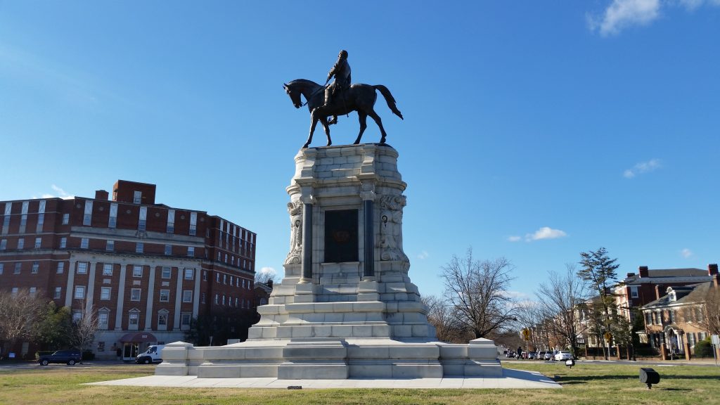 Lee looks slightly south along Monument Avenue