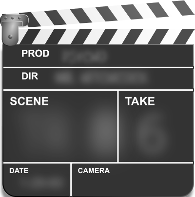 Time-honored tool for making movies - the clapboard