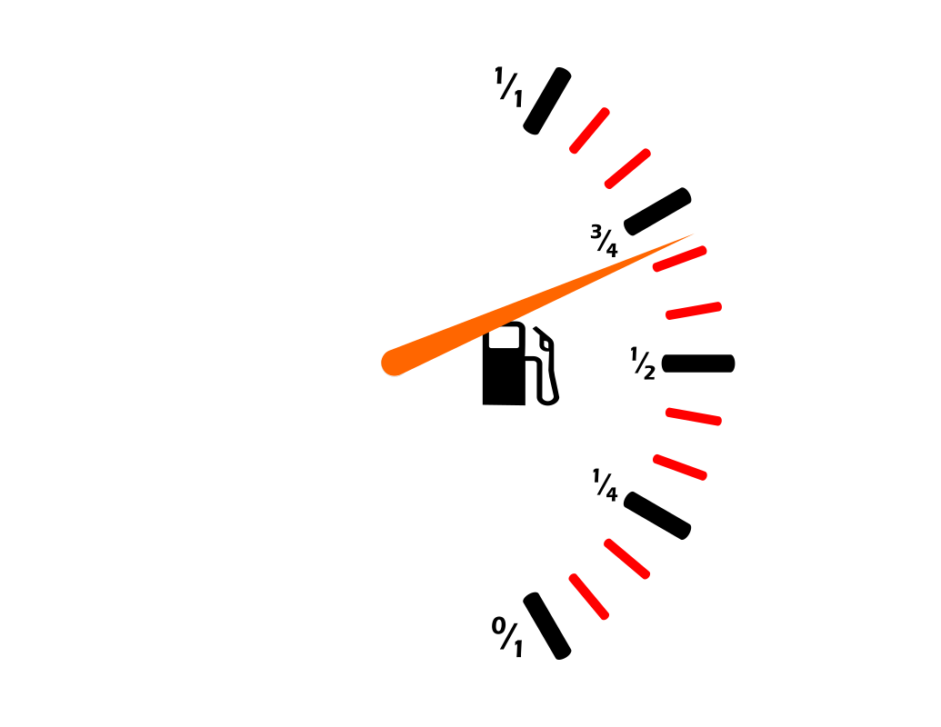 Fuel gauge, illustrating fuel economy