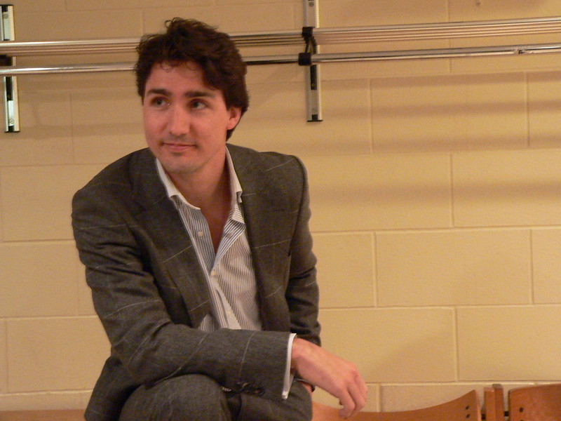 Justin Trudeau backstage with media