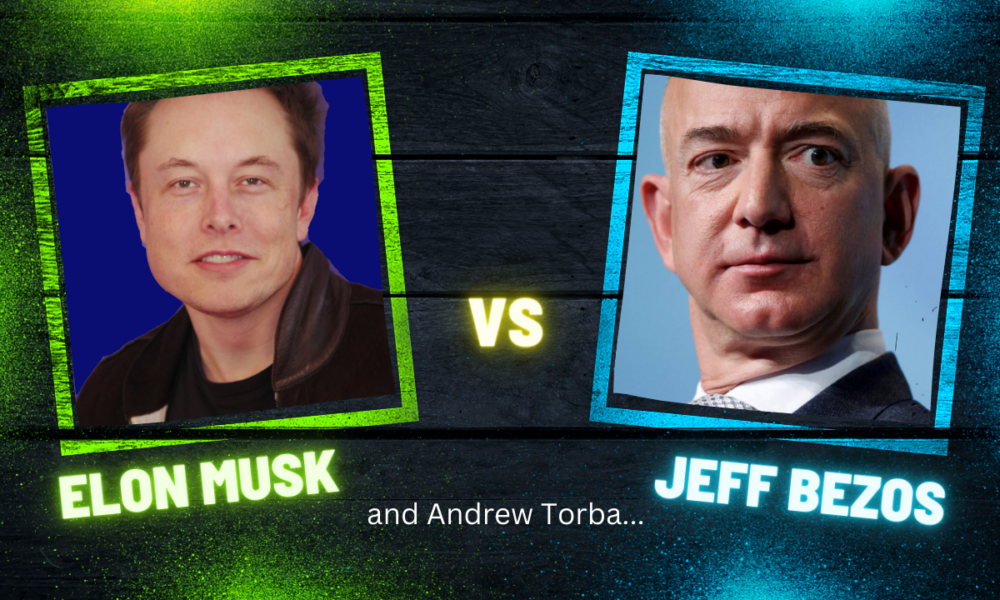 Elon Musk, Jeff Bezos, and Andrew Torba