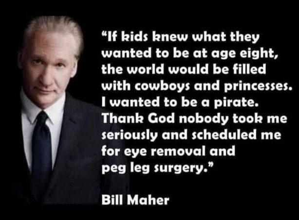 Bill Maher rejoices that no one surgically altered him to be a pirate