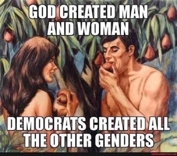 God created man and woman; Democrats created other genders