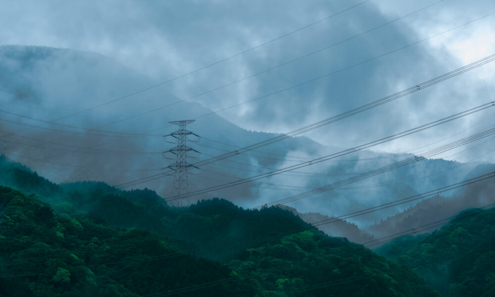Electricity and electric power wires and clouds