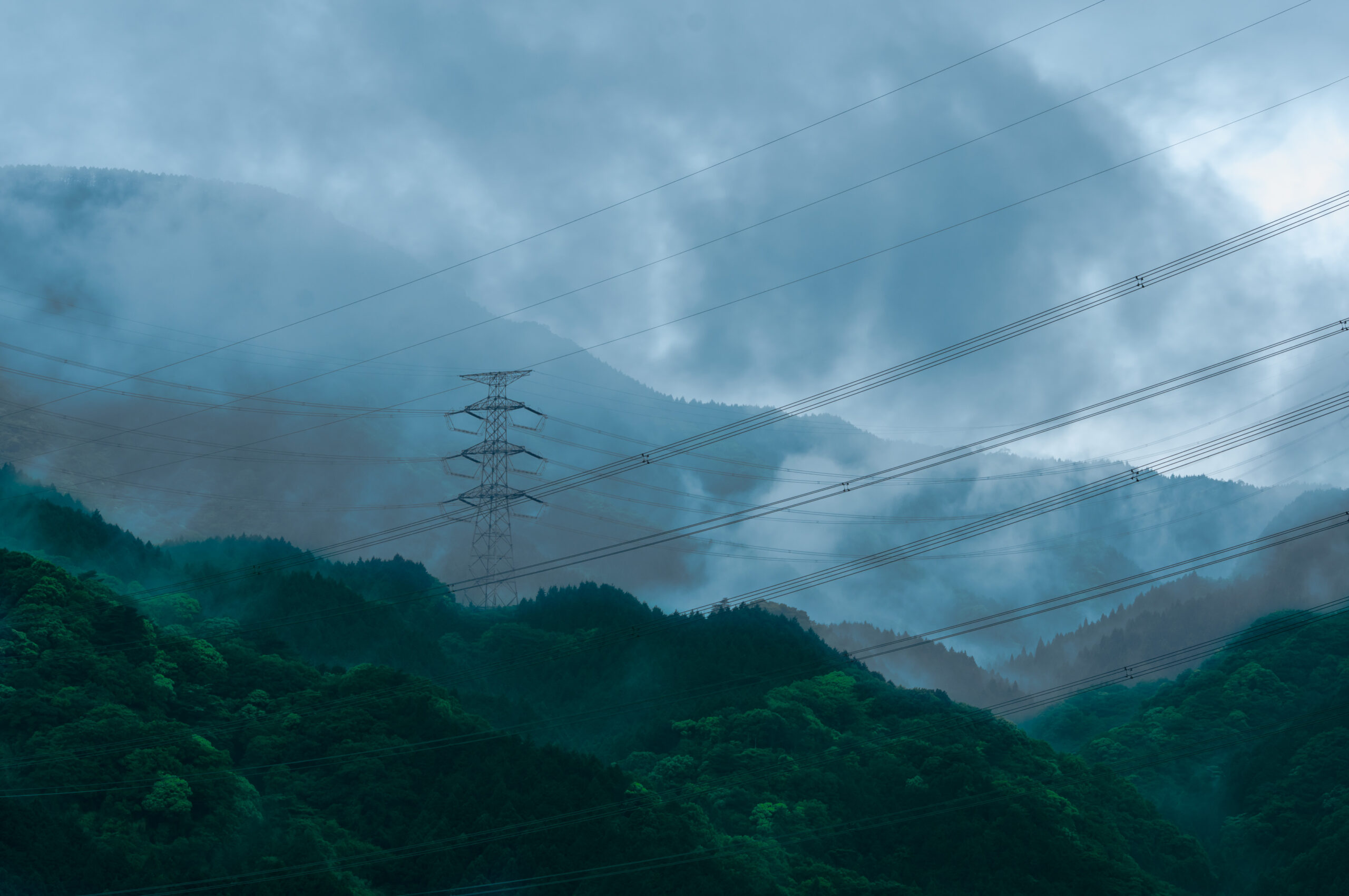 Electricity wires and clouds
