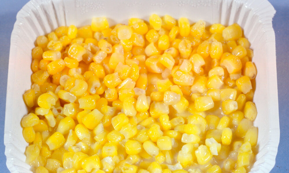 Food and personality - corn in a plastic tray