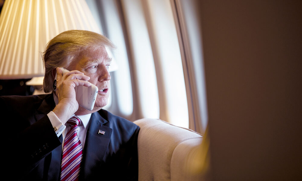 Trump on phone aboard Air Force One