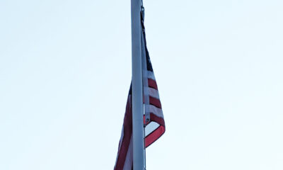 American flag in calm