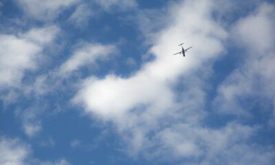 Airliner against clouds, symbol of airline industry