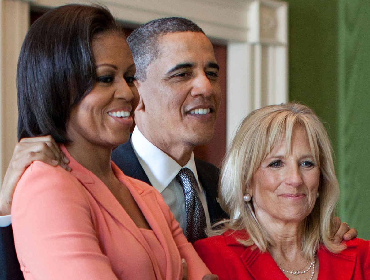 Barack Obama and Michelle Obama with Jill Biden