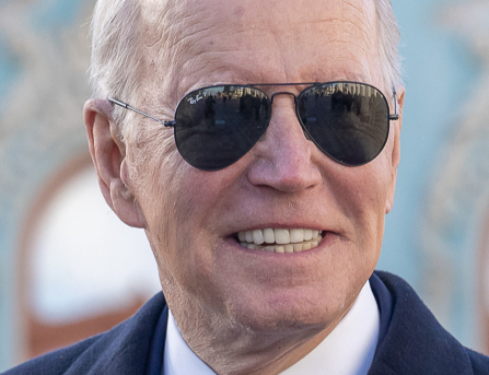 A study in senility and dementia - Biden in close-up with sunglasses