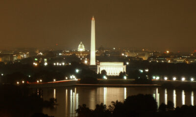 Washington D.C. at night looking toward the Washington Monument and the Capitol - a center of power