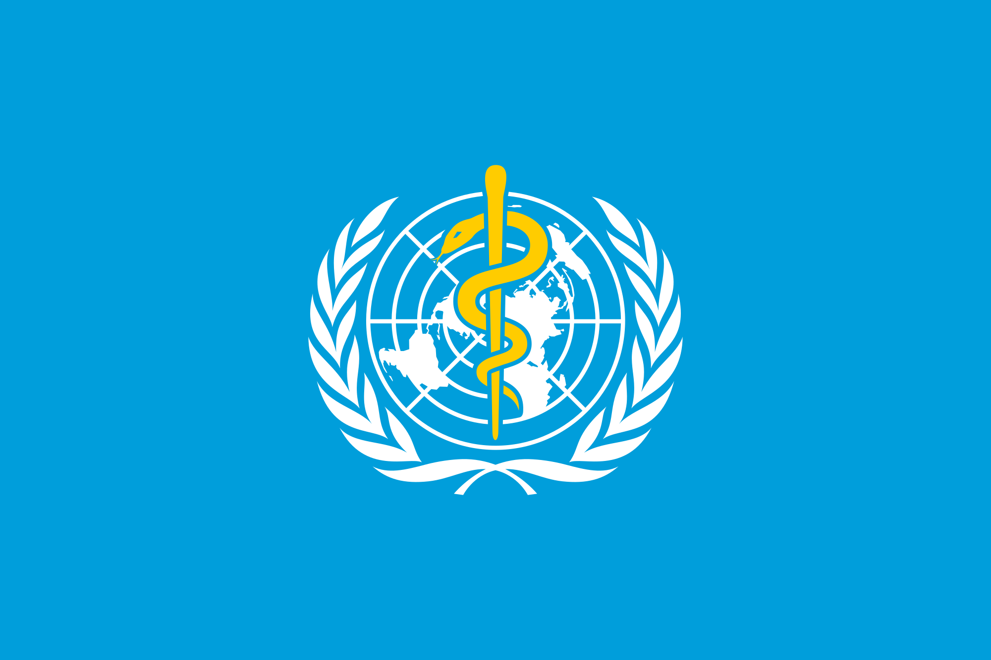 United Nations flag with Staff of Life - combined UN and World Health Organization (WHO) flag