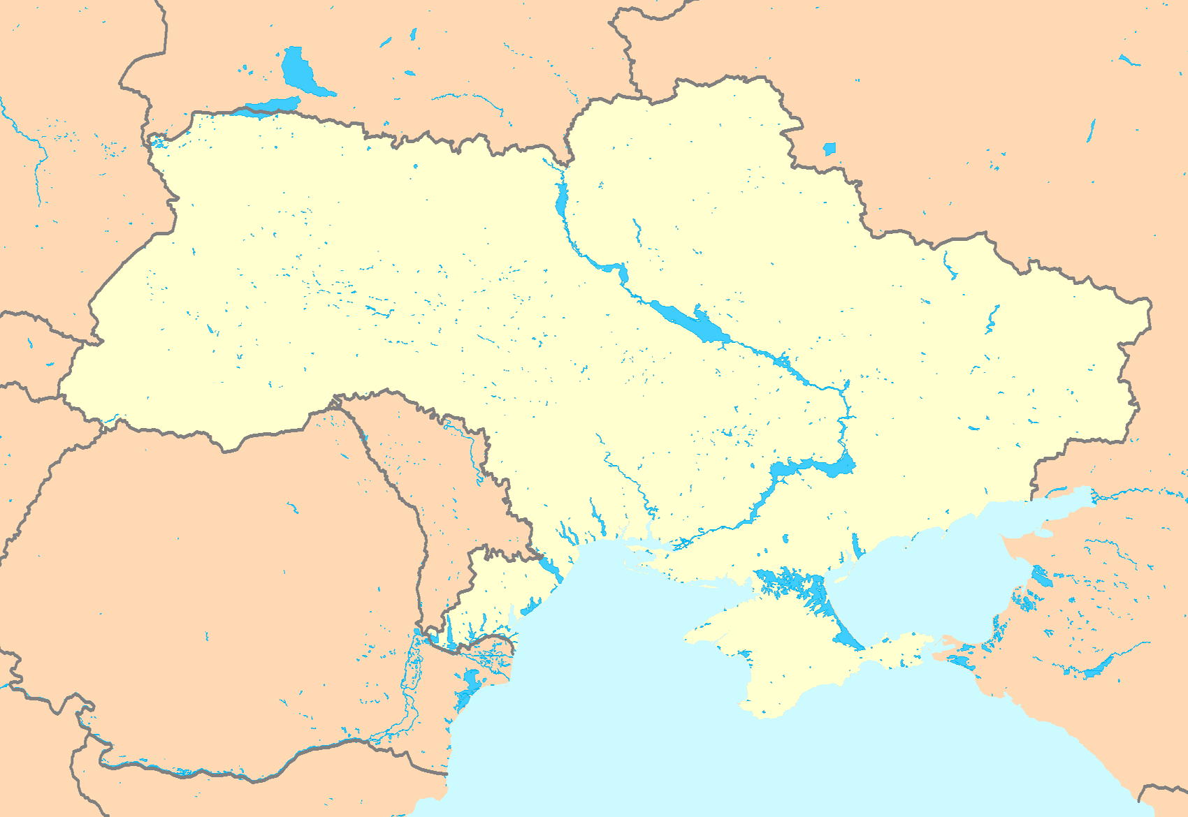 Ukraine political map without political markings