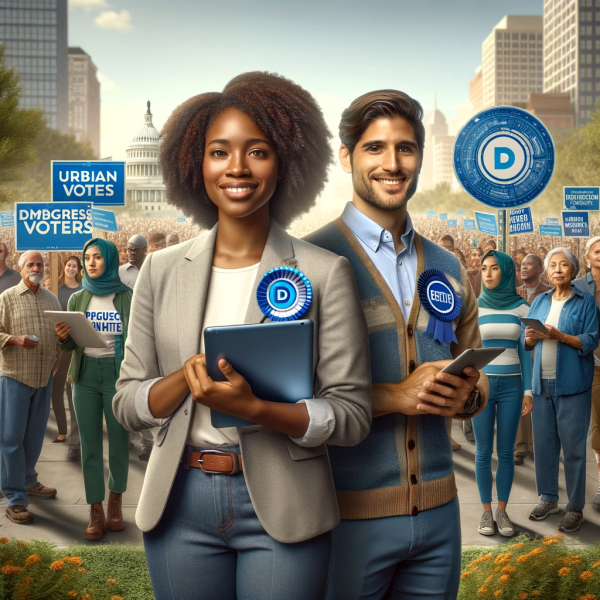 ChatGPT represents Democratic voters - mixed-race couple, education, DEI