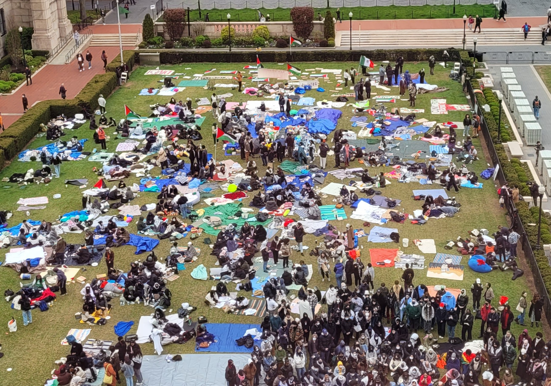 Columbia University pro-HAMAS camp on quadrangle