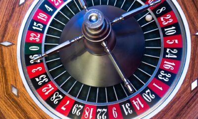 Roulette wheel with the ball having landed