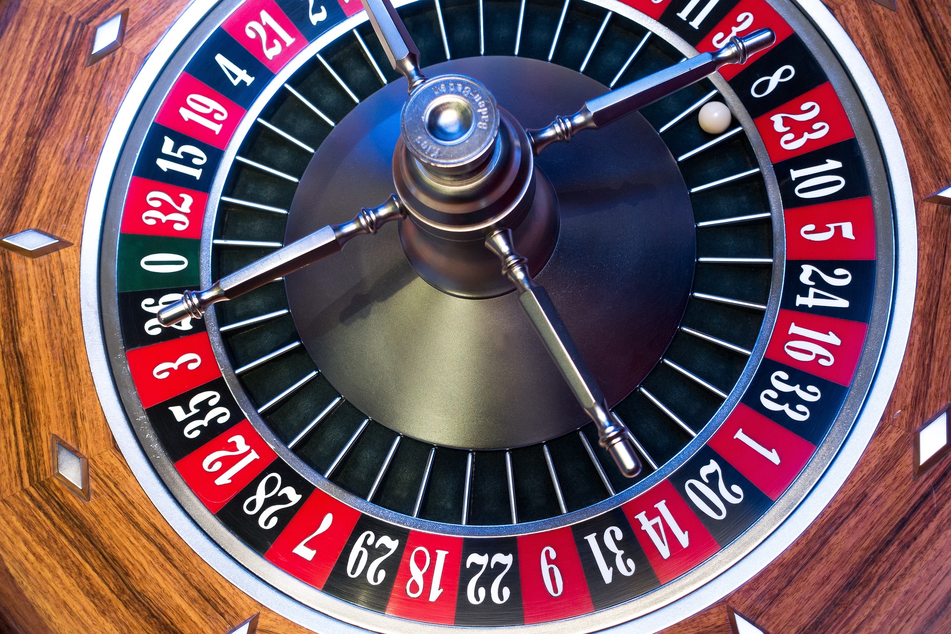 Roulette wheel with the ball having landed