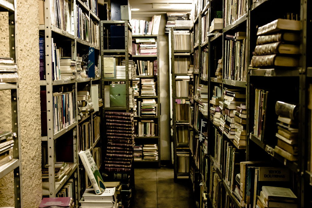 University library shelves in a typical open-stack library
