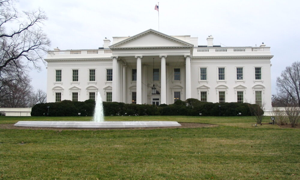 White House, front, under overcast sky
