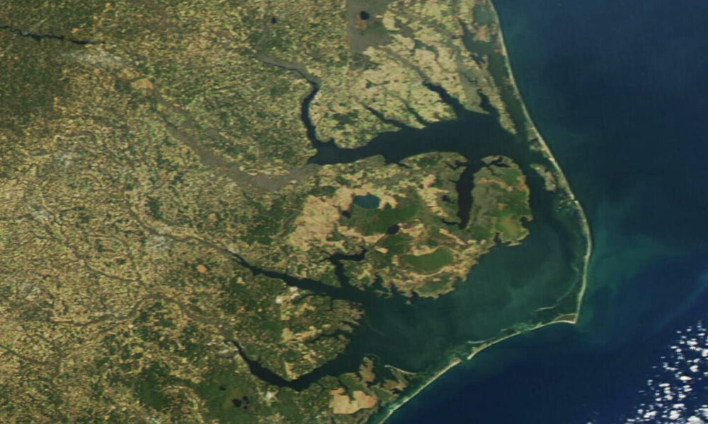North Carolina coastline, satellite view, over Cape Hatteras