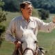 Ronald Reagan on horseback at his ranch in California