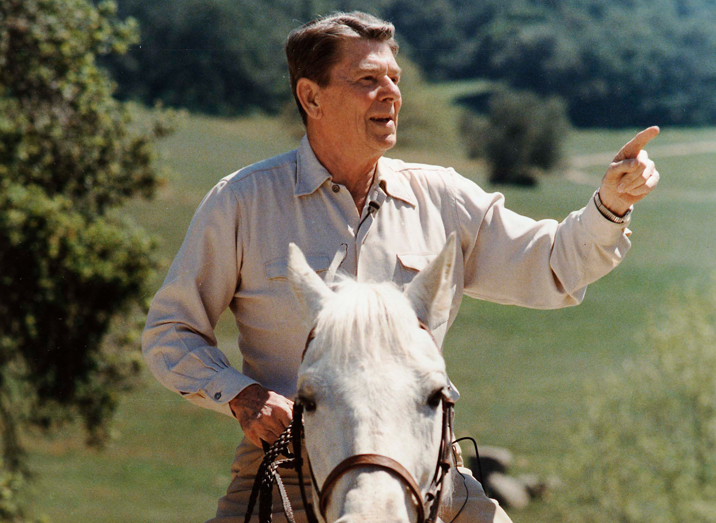 Ronald Reagan on horseback at his ranch in California